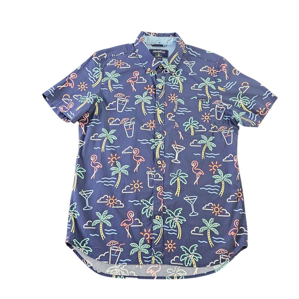 Chubbies The One Man Wolf Pack Short Sleeve Button Down Friday Shirt Mens Medium